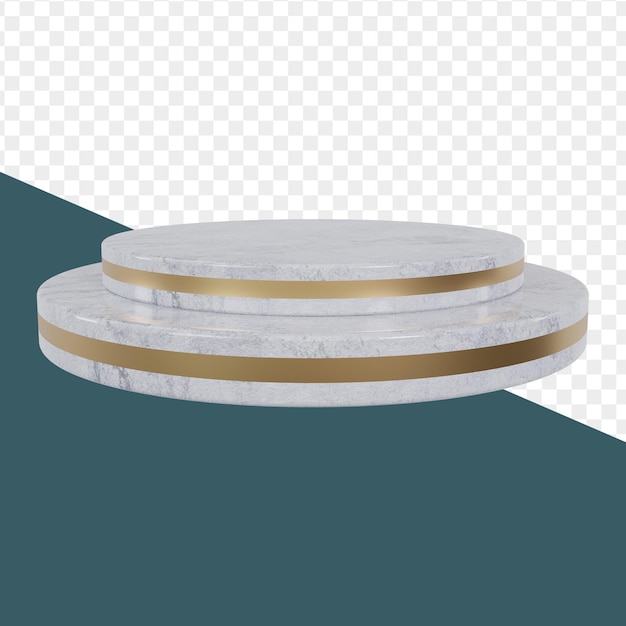 Marmorsockel oder Podium mit goldenem Rahmen und Dekoration, runder Rand auf geometrischer leerer Bühne