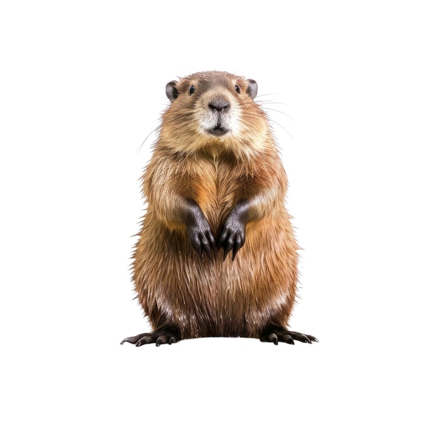 PSD une marmotte curieuse debout sur ses pattes arrière dans la nature transparent generative ai