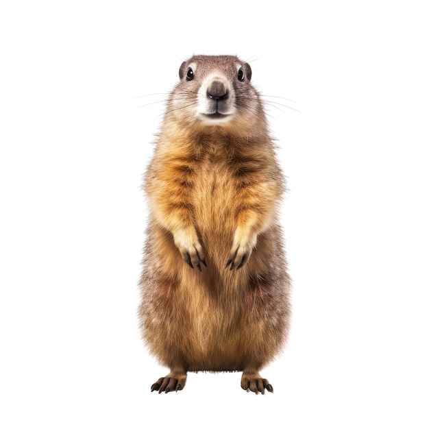 PSD une marmotte mignonne debout dans la nature transparent generative ai