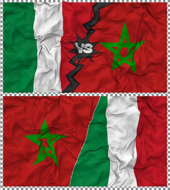 Marocco contro Italia Festa a metà combinata Tessuto Bump Texture Rendering 3D