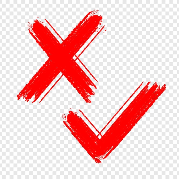 marque de contrôle rouge et croix