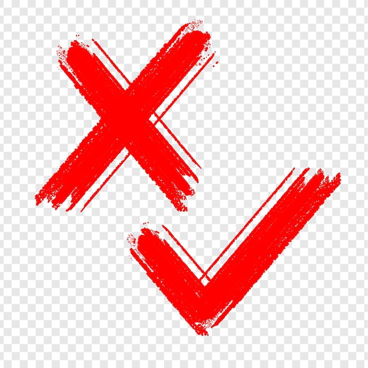 PSD marque de contrôle rouge et croix
