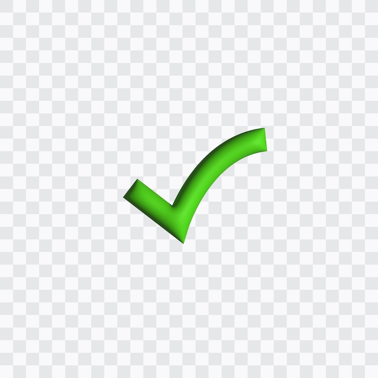 PSD marque de contrôle verte 3d avec fond png transparent