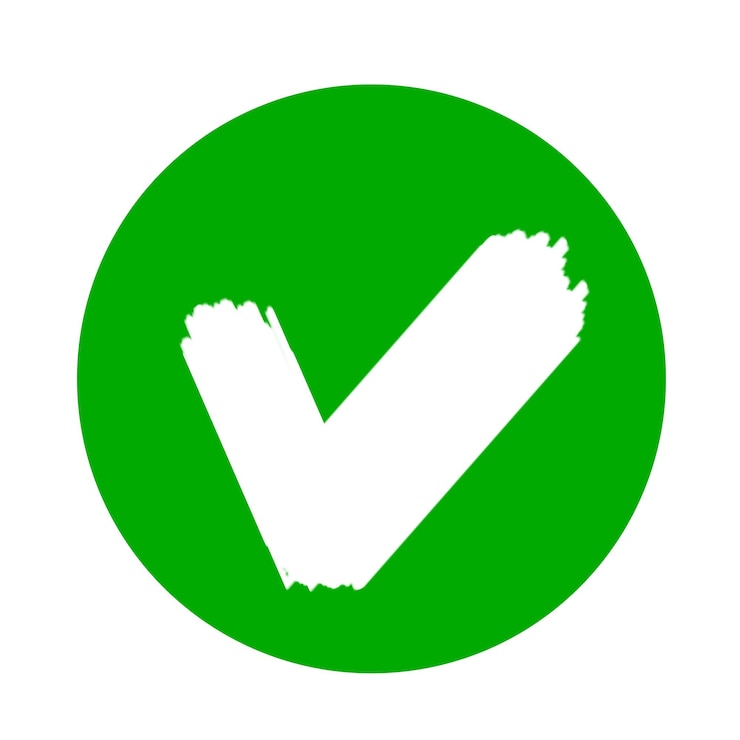 PSD marque de contrôle verte dans un cercle