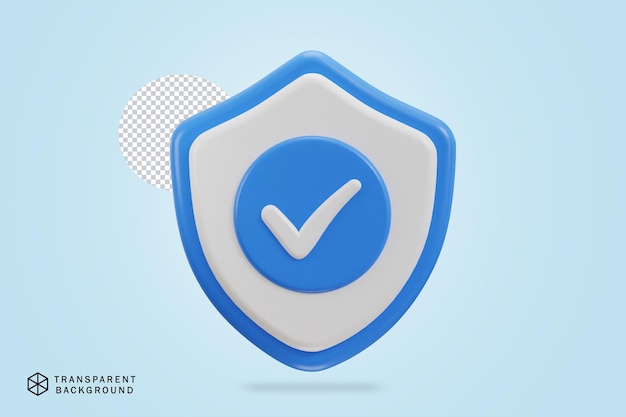 Marque droite avec l'icône vectorielle de rendu 3D du bouclier de protection