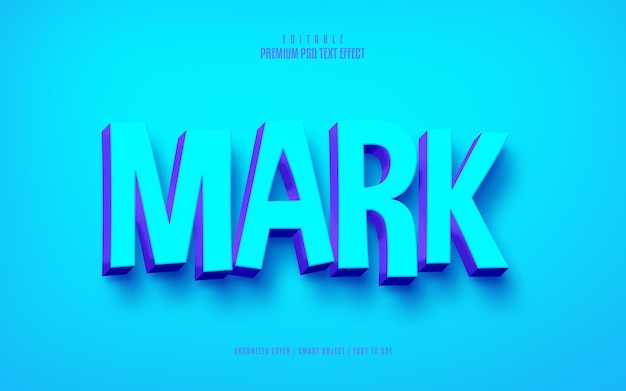 Marque el efecto de texto psd premium editable en 3d