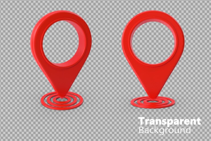PSD marque de localisation rouge sur fond transparent