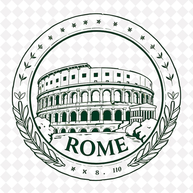 PSD marque de la ville de rome avec couleur sépia monochrome colosseum et ruines romaines décorations âgées parchement st