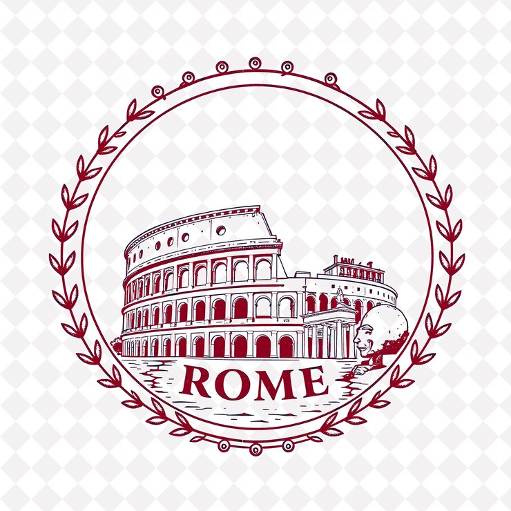 PSD marque de la ville de rome avec couleur sépia monochrome colosseum et ruines romaines décorations âgées parchement st