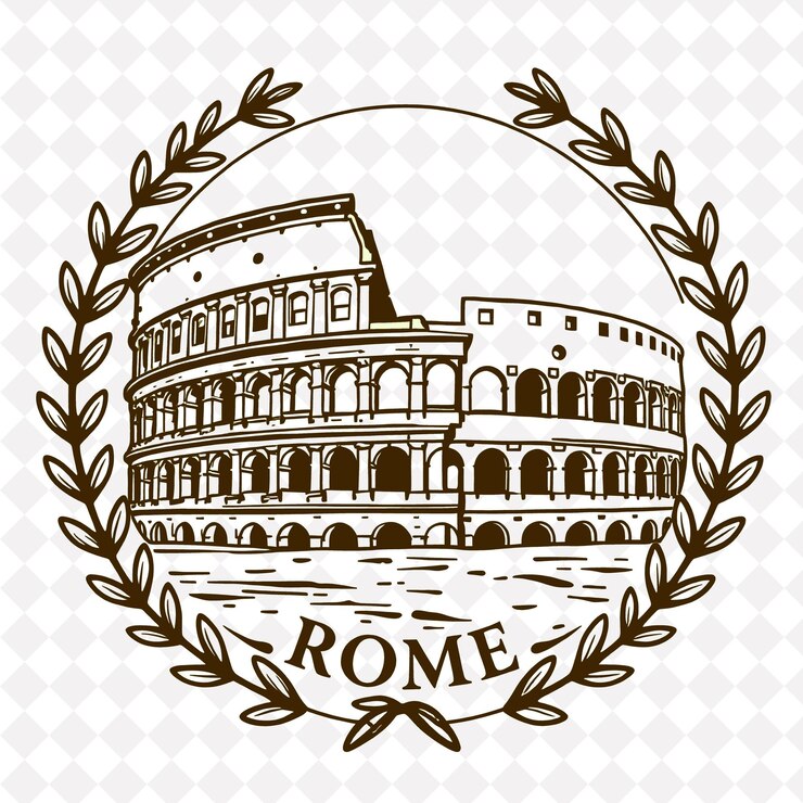 PSD marque de la ville de rome avec une couleur de terre cuite monochrome décoration du colosseum tone de sépia effet branc d'olive