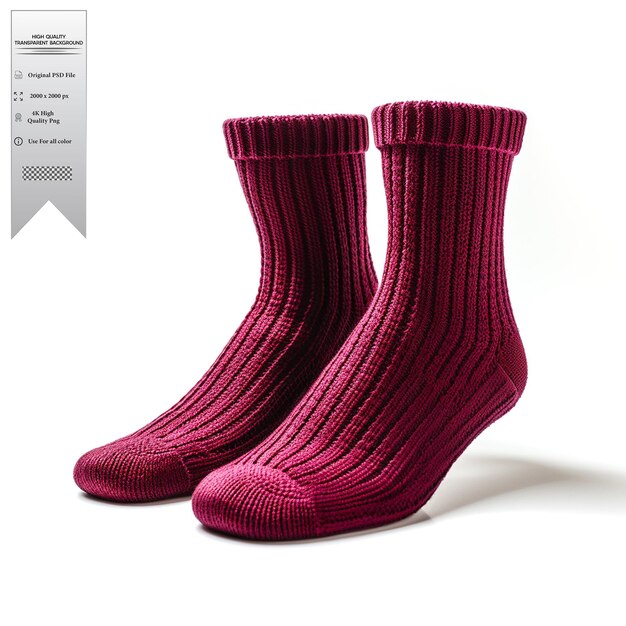 Marronfarbene Knöchelsocken mit geribbter Textur und verstärkter Ferse auf durchsichtigem Hintergrund