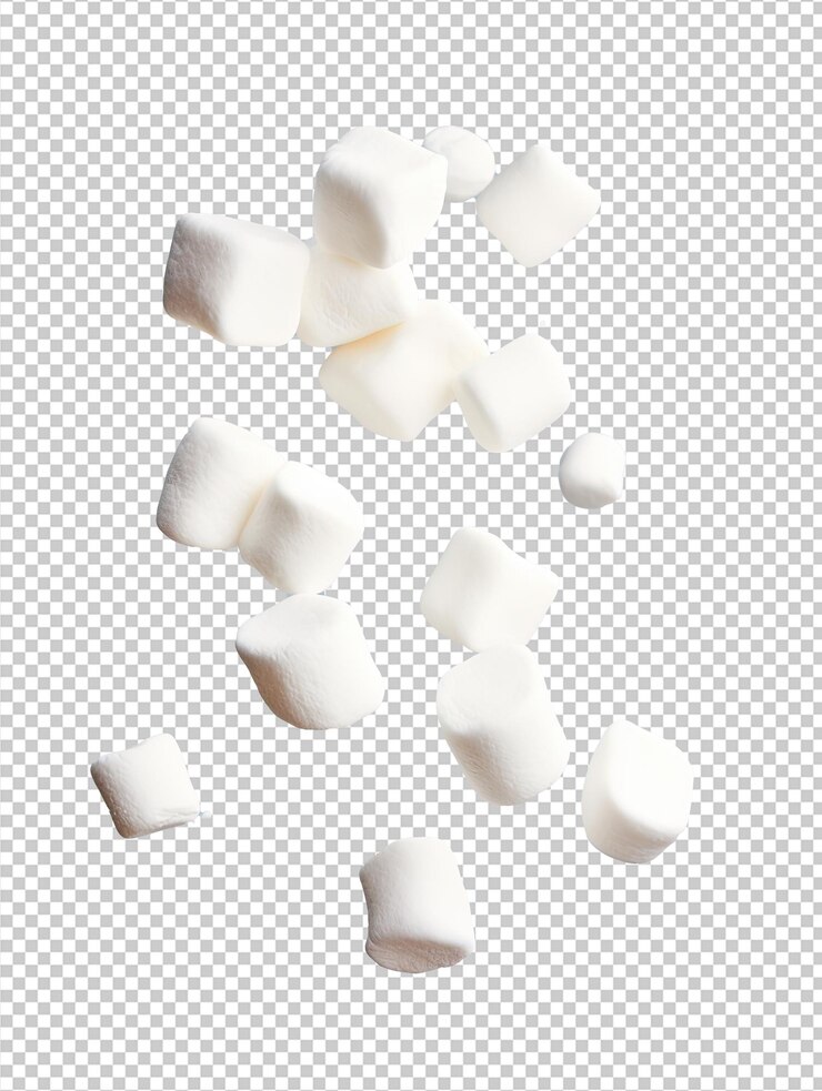 PSD marshmallow aislado marshmallow cayendo aislado sobre un fondo blanco