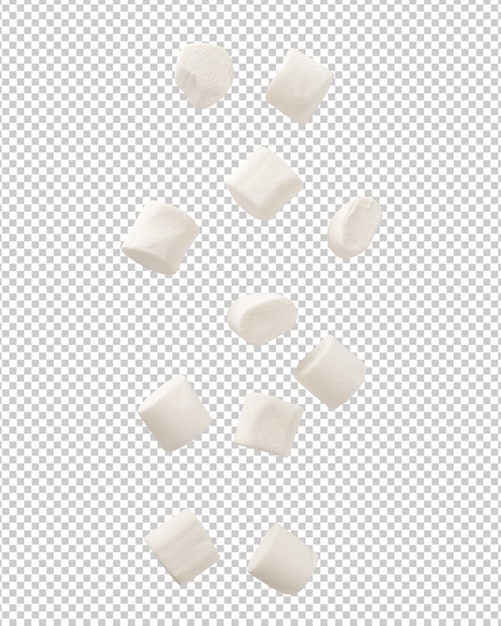 Marshmallow caindo isolado