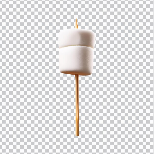 Marshmallow Skewer Pop Blanco aislado sobre un fondo transparente