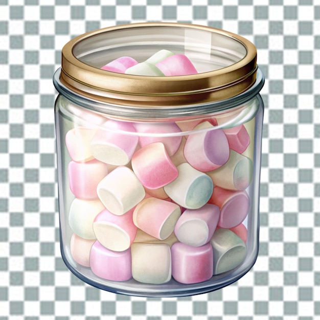 PSD marshmallow tordu coloré dans un pot en verre