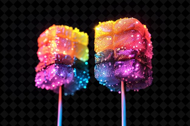 Les marshmallows arc-en-ciel illuminés composés de couleurs de néon fragmentées nourriture boisson collection Y2K