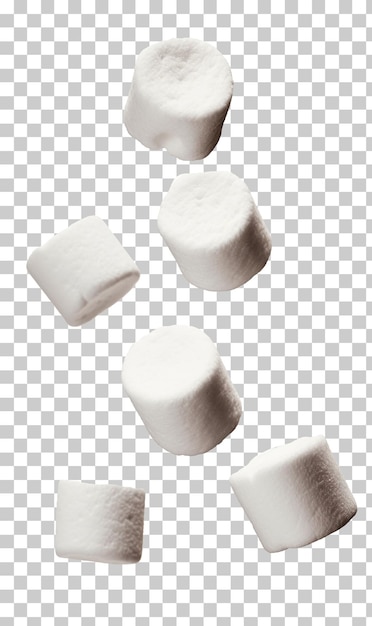 PSD marshmallows caindo isolados em fundo transparente png psd