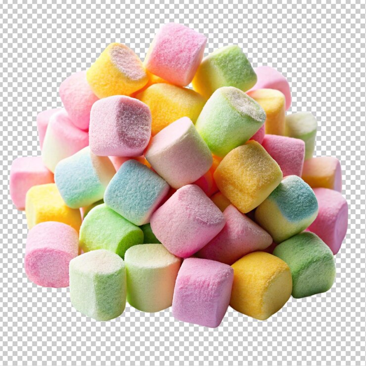 PSD marshmallows coloridos dulces fondo transparente