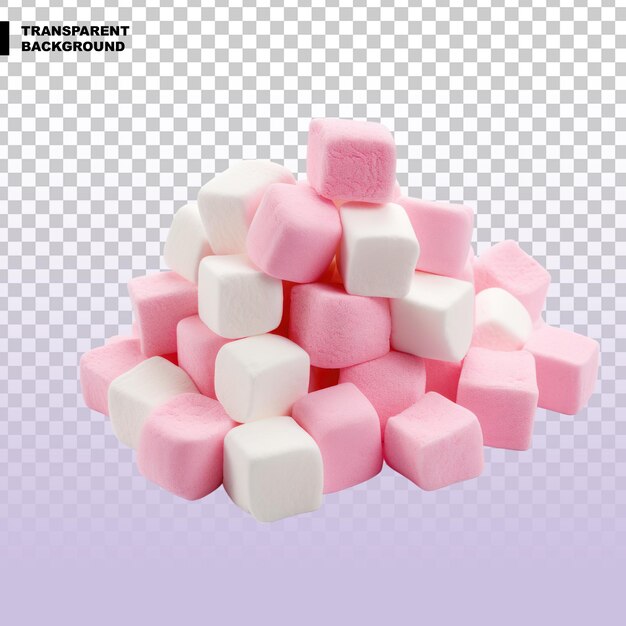 PSD marshmallows isolados em fundo transparente