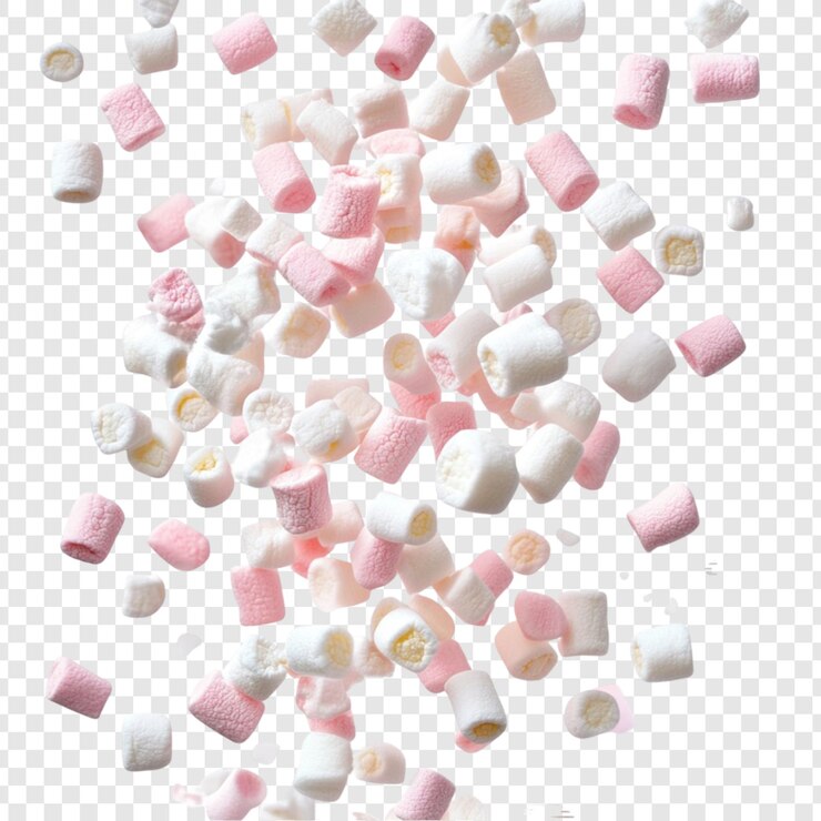 PSD marshmallows rosados y blancos cayendo dulce deleite delicioso dulce de confitería