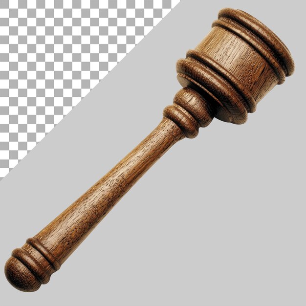Un marteau est utilisé devant les tribunaux. C'est un petit marteau en bois utilisé par un juge ou un commissaire aux enchères pour attirer l'attention ou pour indiquer une décision ou une décision. L'image montre un marteau sur un fond transparent.
