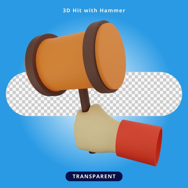 PSD marteau de frappe rendu 3d illustration