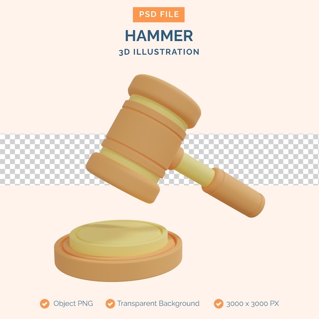 martello illustrazione 3d