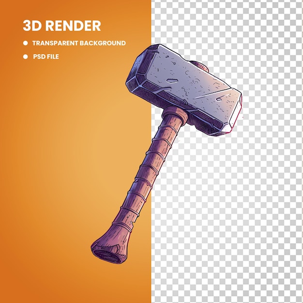 PSD martelo 3d png transparente