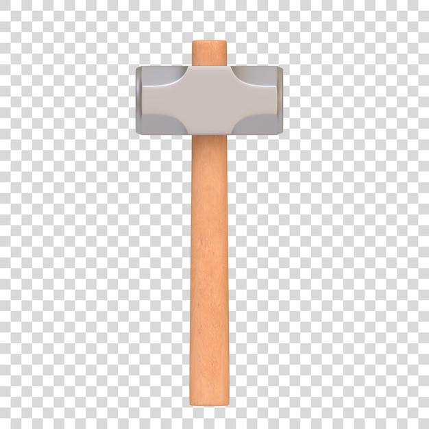 Martillo aislado sobre fondo blanco Icono 3D signo y símbolo Dibujos animados estilo minimalista ilustración 3D