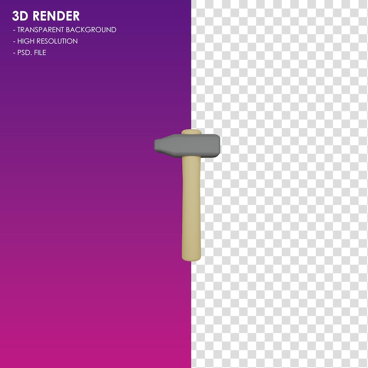 PSD el martillo del icono 3d