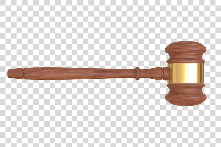 PSD martillo de juez de madera aislado en un fondo blanco pago por educación jurídica ilustración de representación 3d