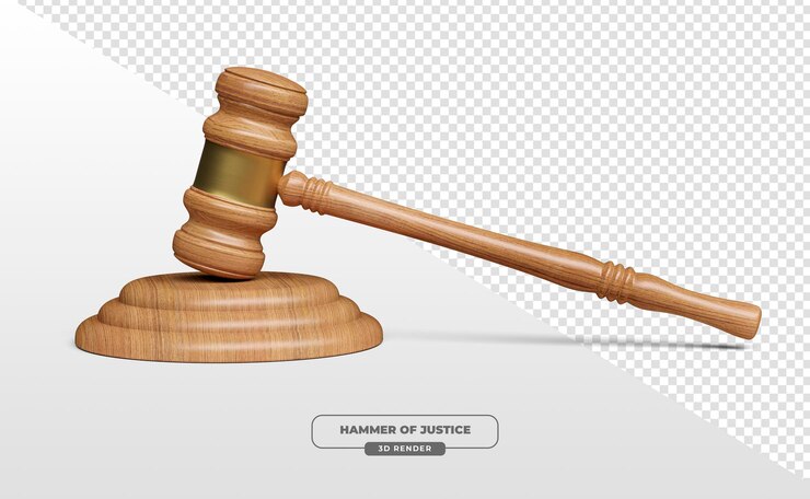 PSD el martillo de la justicia un símbolo de autoridad legal y juicio justo en renderizado en 3d