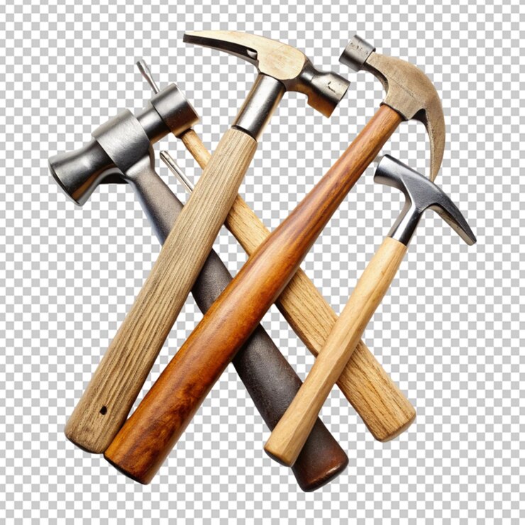 martillos de construcción naturaleza muerta sobre fondo blanco