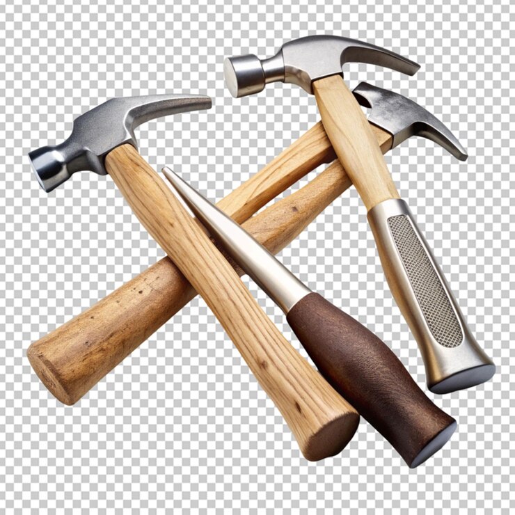 martillos de construcción naturaleza muerta sobre fondo blanco