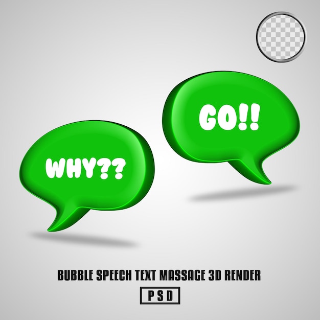 Masaje de texto corto de discurso de burbuja de procesamiento 3D