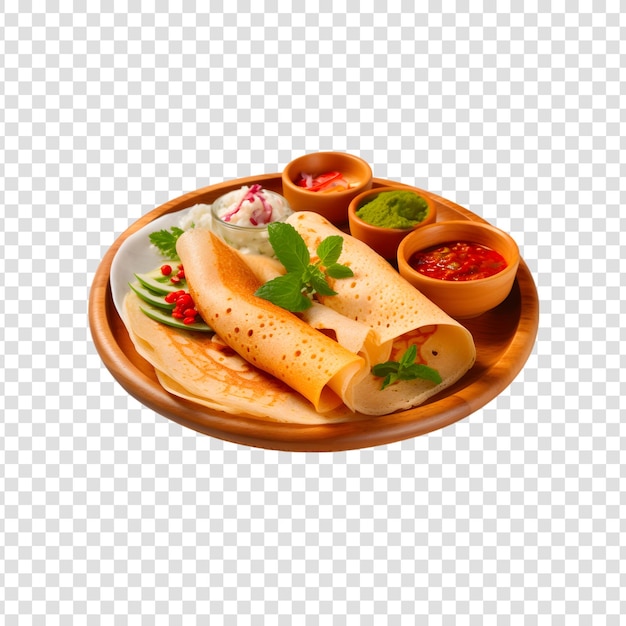 PSD masala dosa com chutney isolado em um fundo transparente