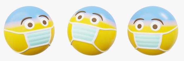 Máscara 3D Emoticon ou Smiley Wear ou emoji de bola amarela doente