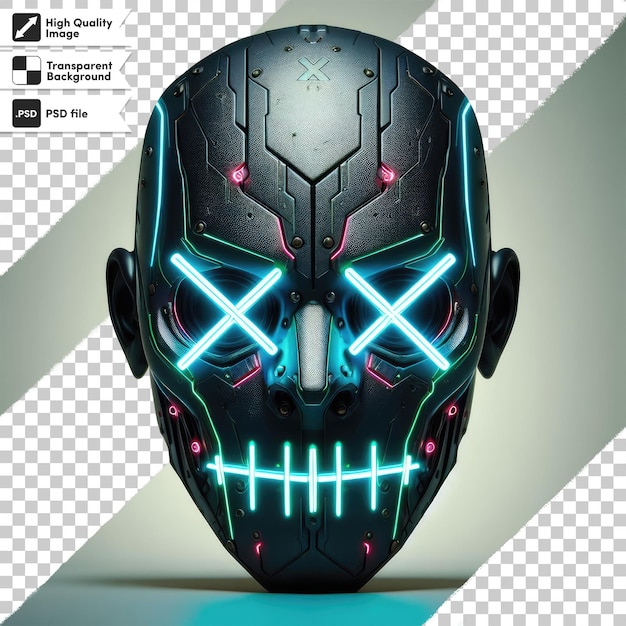 PSD máscara de apocalipsis de neón psd con ojos en forma de x en fondo transparente con capa de máscara editable