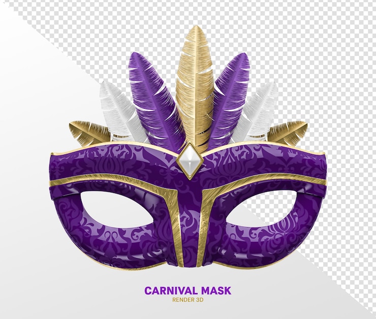 PSD la máscara del carnaval 3d hace que el aislamiento sea realista y transparente.