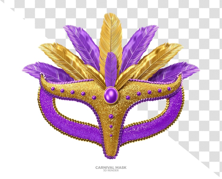 PSD máscara de carnaval brasileño púrpura render 3d
