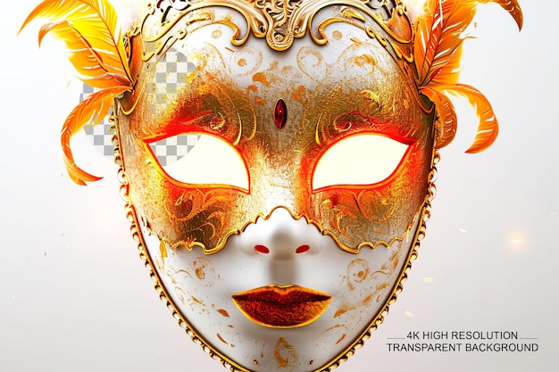 PSD máscara de carnaval realista máscara veneciana para el carnaval de mascaradas sobre un fondo transparente