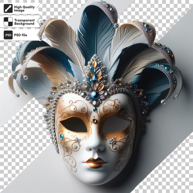 PSD máscara de carnaval veneciana psd en fondo transparente con capa de máscara editable