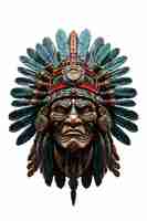 PSD máscara de cabeça nativa de índio americano isolada imagem gerada por ia