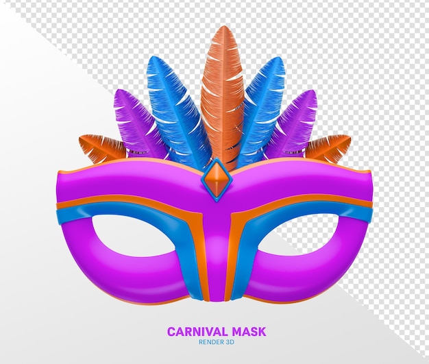 Máscara de carnaval 3d render realista isolado transparente