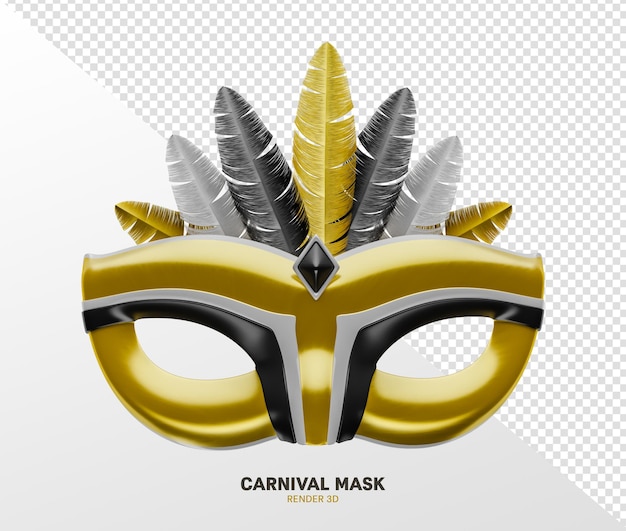 Máscara de carnaval 3d render realista isolado transparente