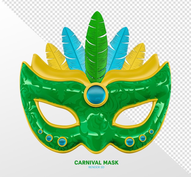 Máscara de carnaval 3d render realista isolado transparente