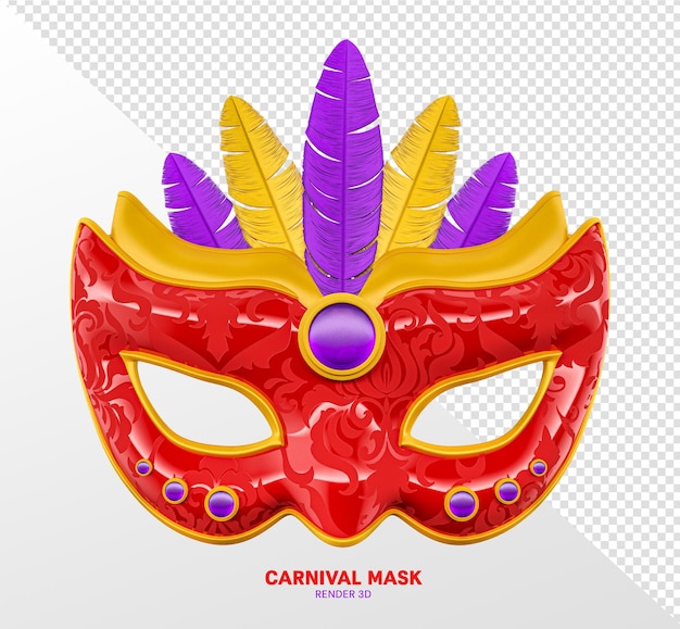 PSD máscara de carnaval 3d render realista isolado transparente