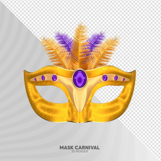 PSD máscara de carnaval decorada com glitter psd