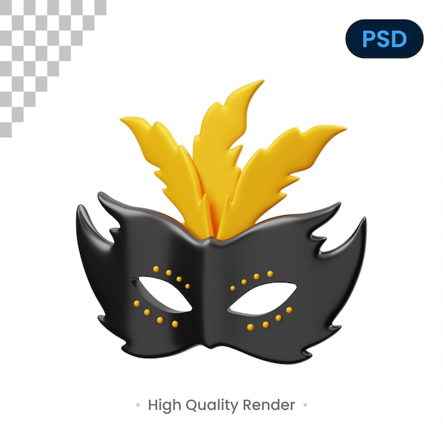 Máscara de carnaval ícone 3D PSD Premium