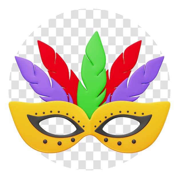 Máscara de festa de Ano Novo Ícone 3D Fundo Transparente